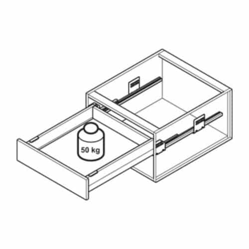 Sức chứa Bộ ngăn kéo Hafele 513.31.335 Matrix Box P50 16/115/1200/500 mm xám đậm