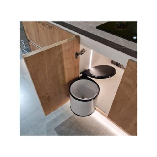 Ảnh thực tế thùng rác gắn cánh lắp âm cửa Hafele Viola 502.24.006