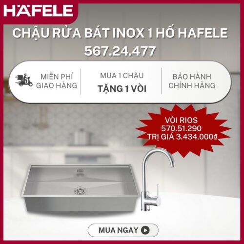Chậu rửa bát Inox 1 hố Hafele 567.24.477